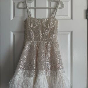 Neiman Marcus Mini A-line Dress, Mademoiselle Beaded Mini